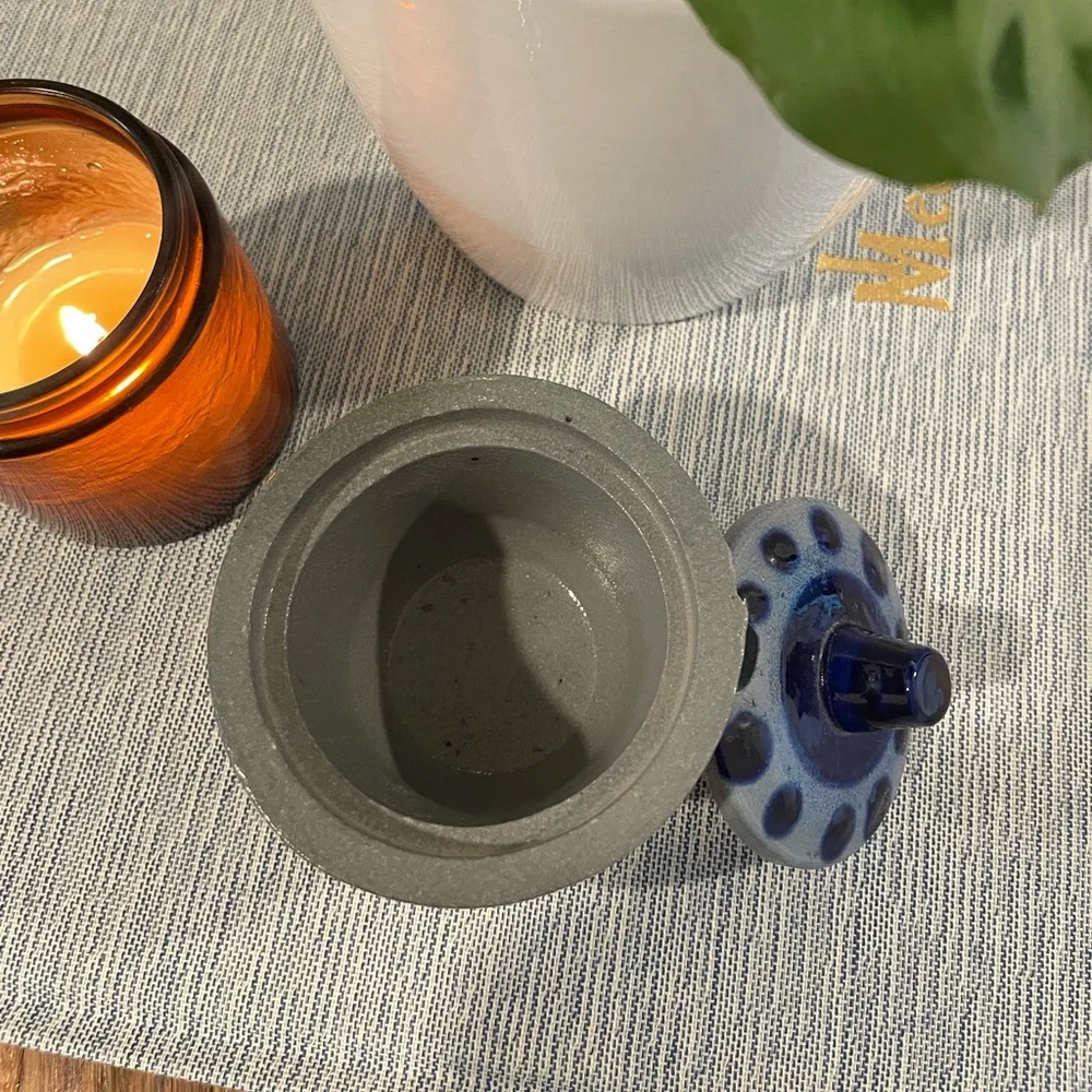 Vintage Salt-Glazed Cobalt Stoneware Pot